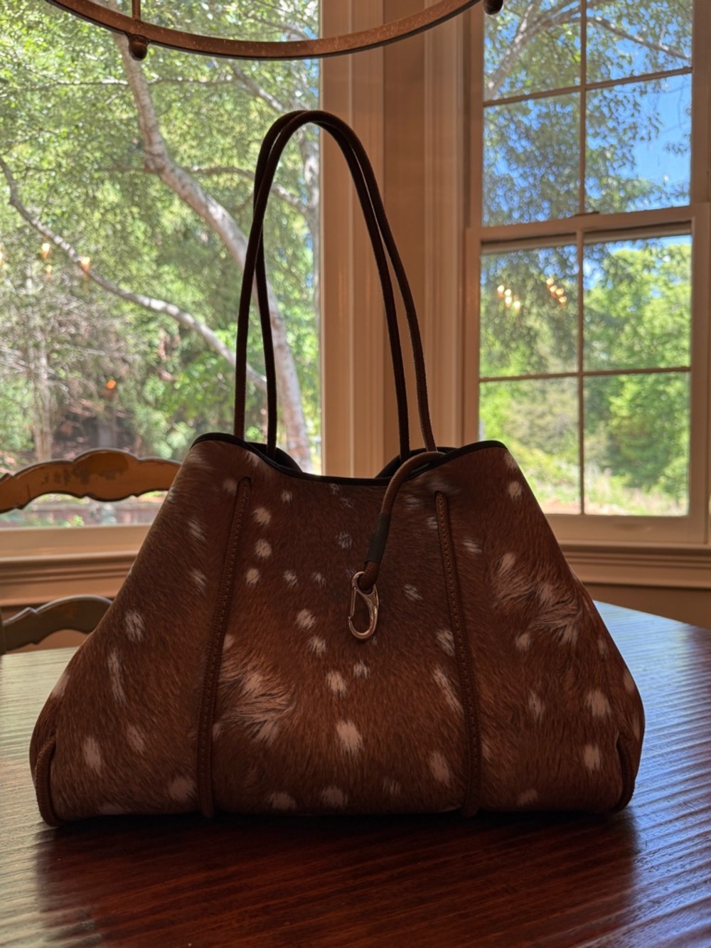 HAUTE SHORE Greyson Range Neoprene Tote in Chestnut Axis Print - Picture 2 of 7